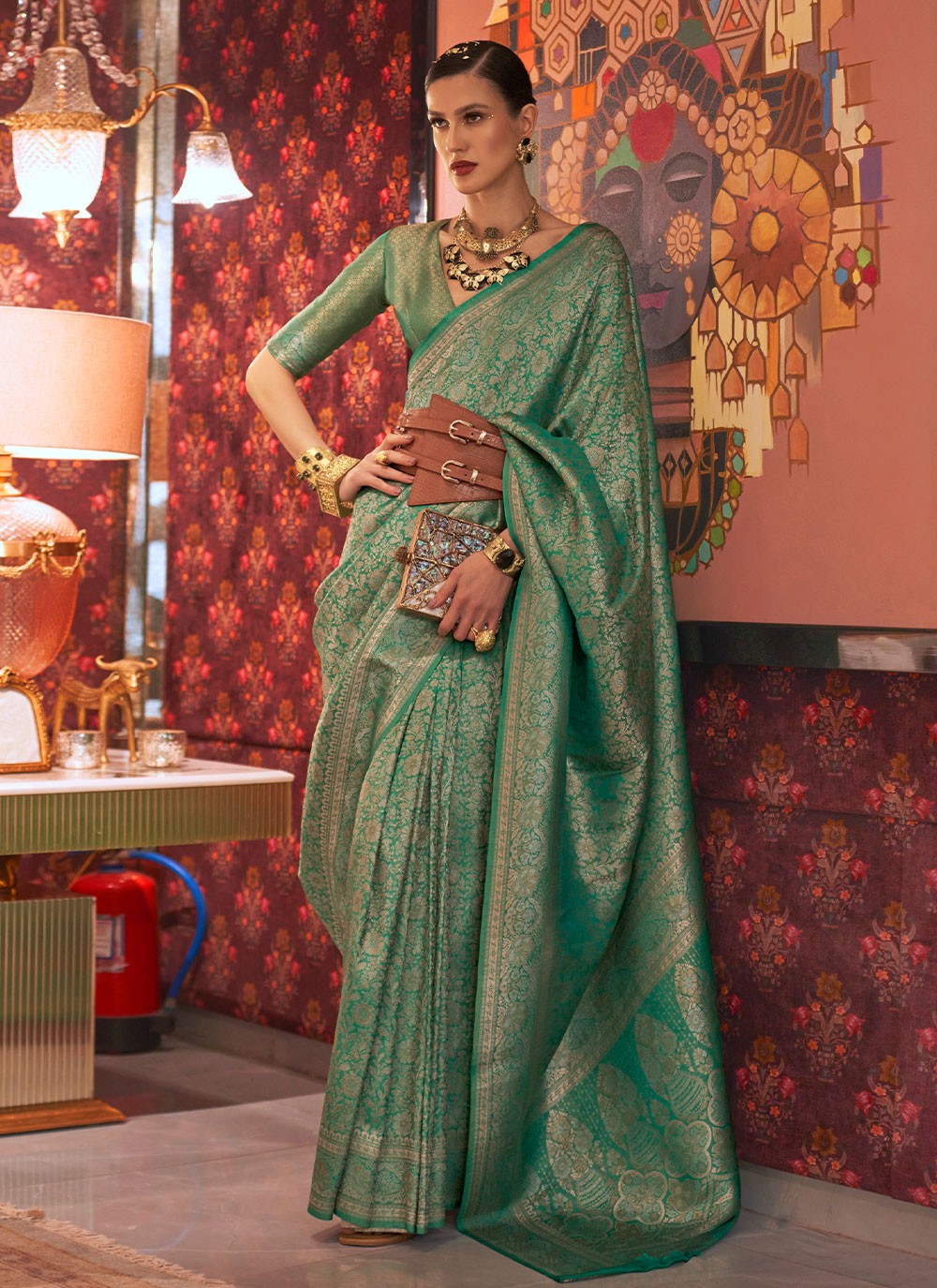 Designer Multi Work Naylon Saree - S3011
