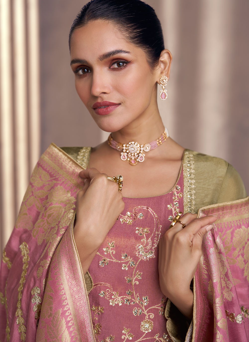 Salwar Suit Embroidered Brown Shimmer T5525