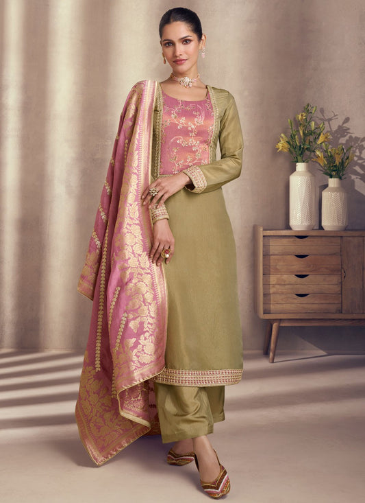 Salwar Suit Embroidered Brown Shimmer T5525