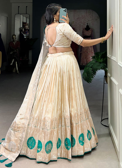 Beads Shimmer Cream A - Line Lehenga  L3767
