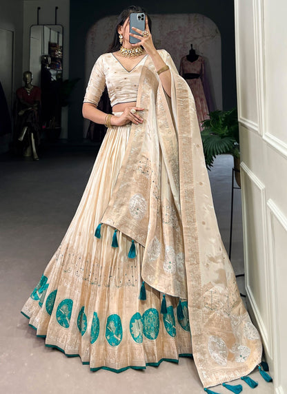 Beads Shimmer Cream A - Line Lehenga  L3767