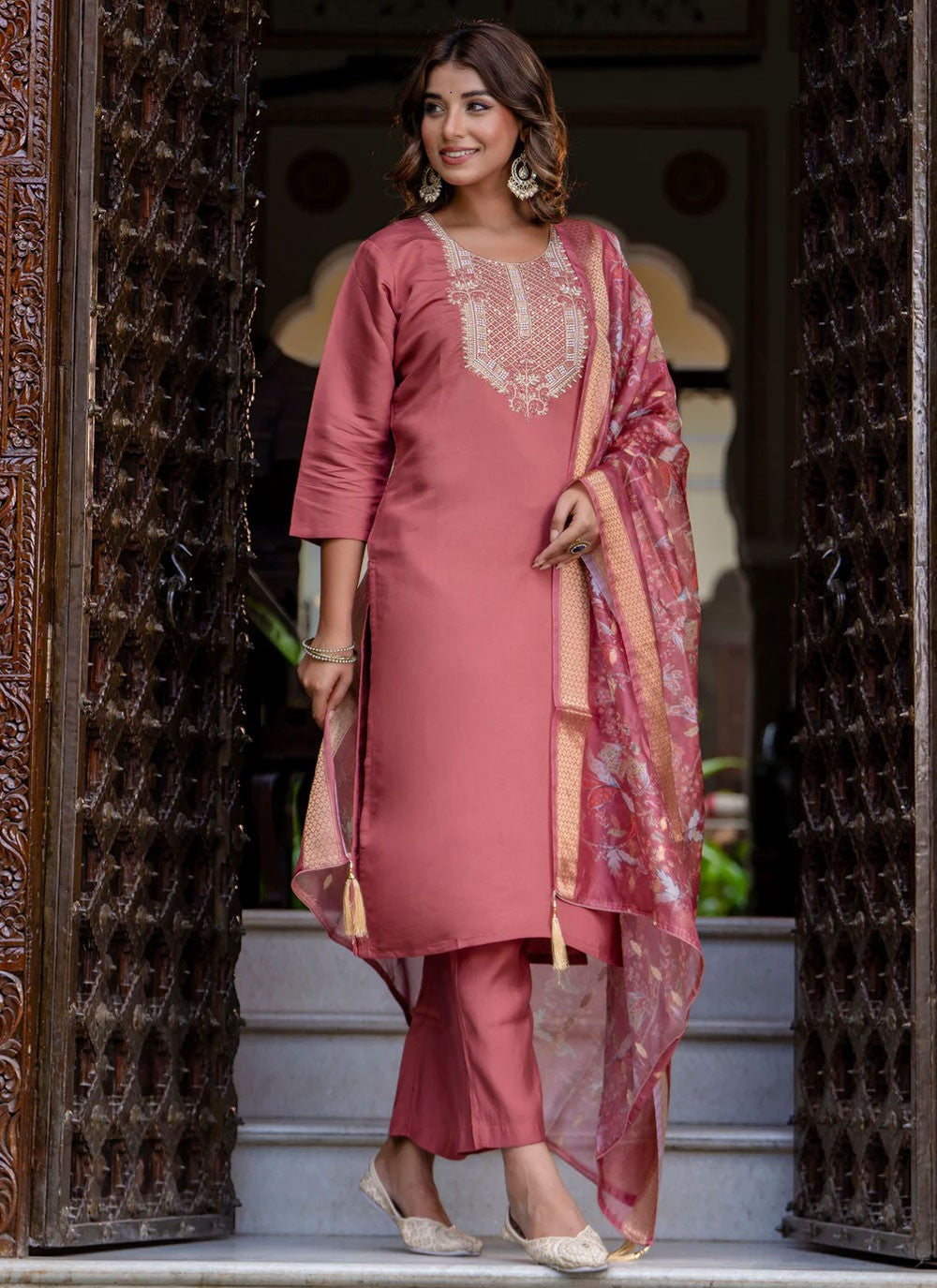 Salwar Suit Embroidered, Sequins, Zari Pink T6929