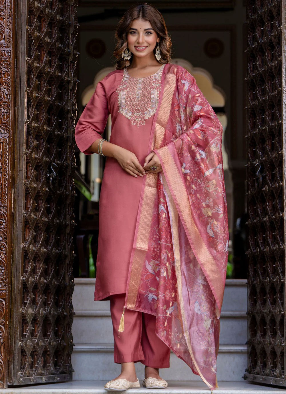 Salwar Suit Embroidered, Sequins, Zari Pink T6929