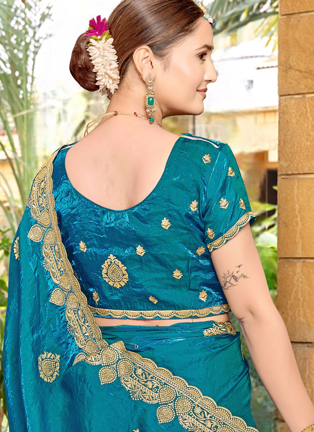 Embroidered Silk Blue Saree S14671