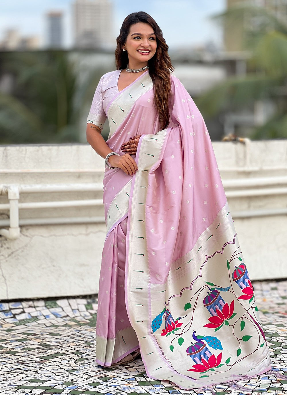 Lavender Silk Classic Saree Woven, Zari S19444