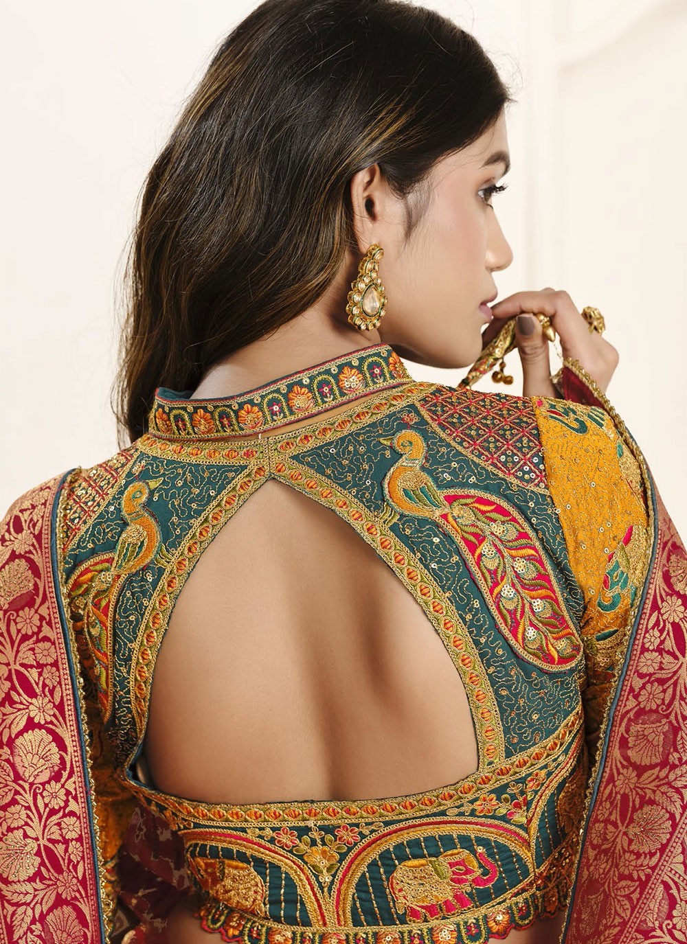 Red Silk Designer Saree Fancy Work, Weaving Zari, Zari S18848