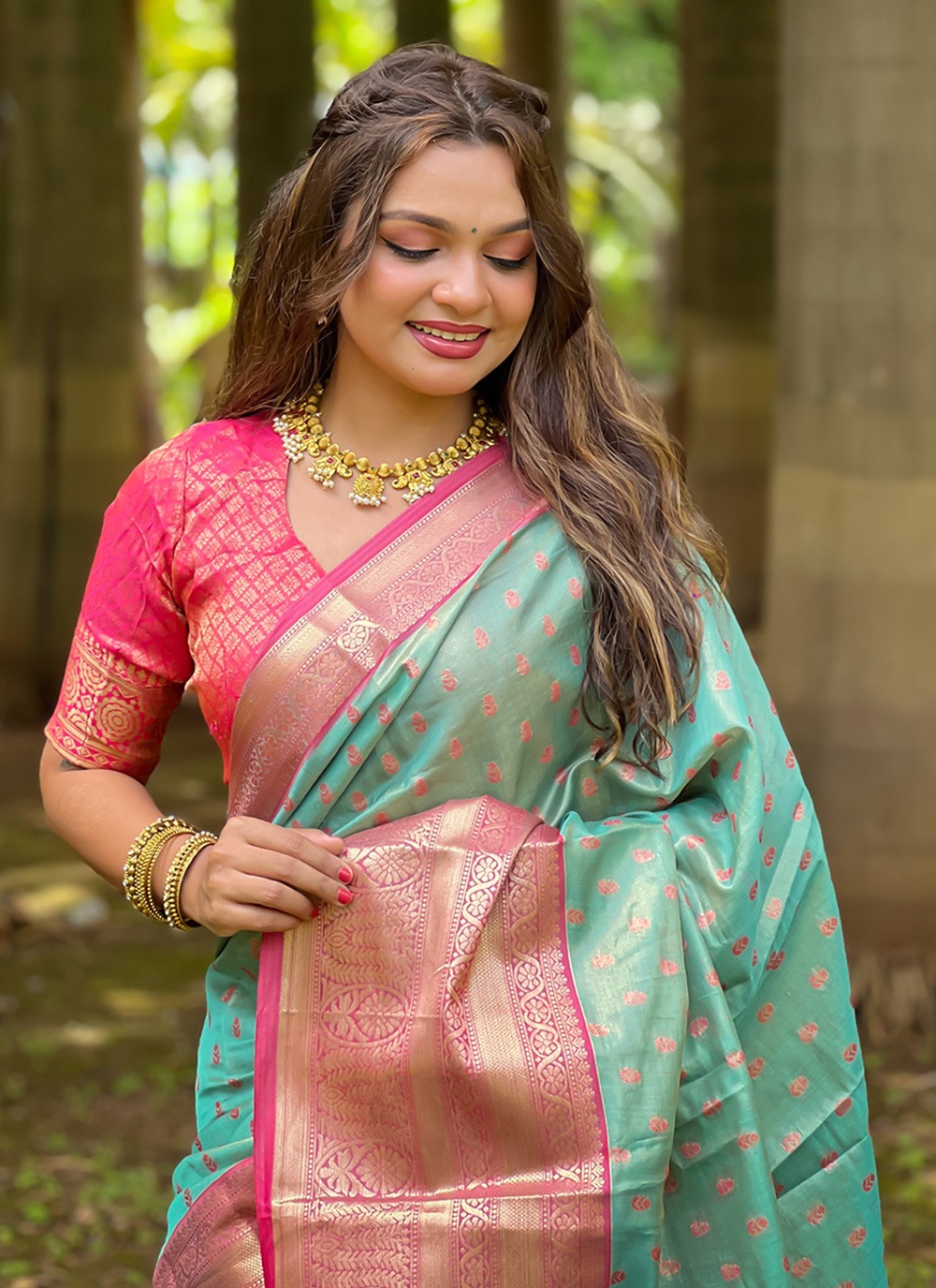 Classic Woven Silk, Tissue Saree - S8579