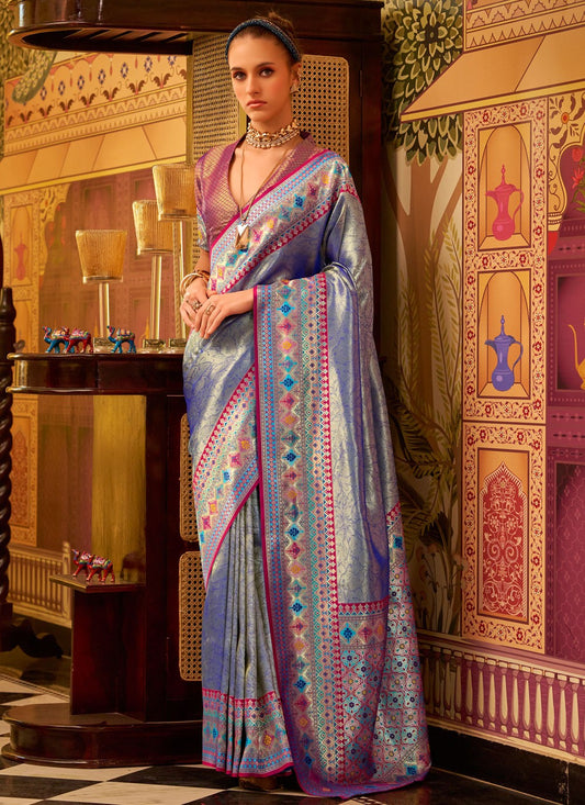 Weaving Zari Silk Violet Saree S14622