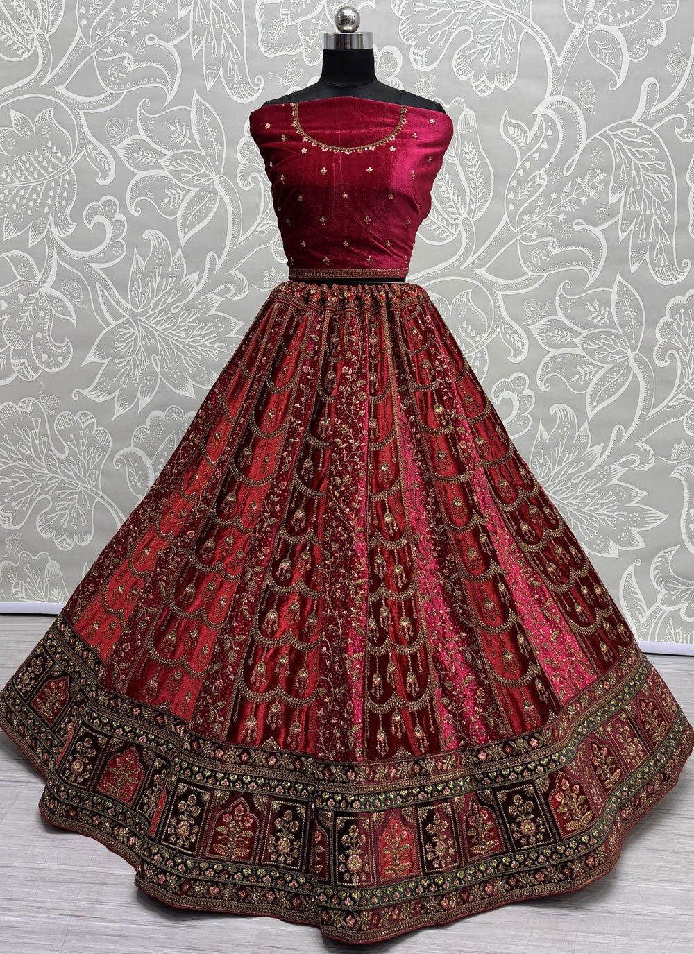 Velvet Bridal A - Line Lehenga L3636