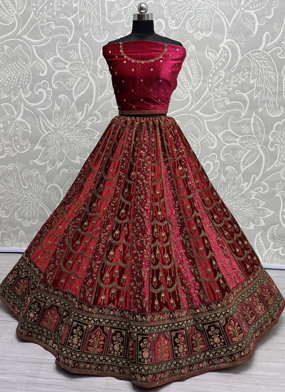 Velvet Bridal A - Line Lehenga L3636