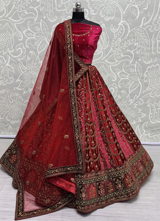 Velvet Bridal A - Line Lehenga L3636