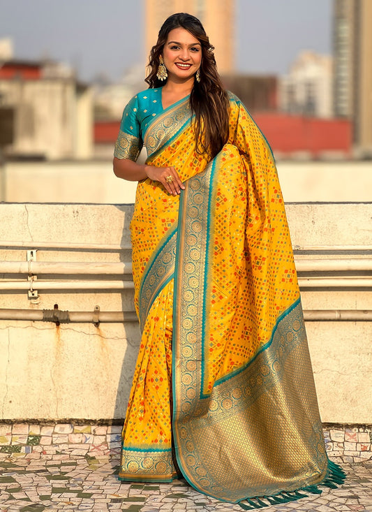 Zari Patola Silk Yellow Saree S14748