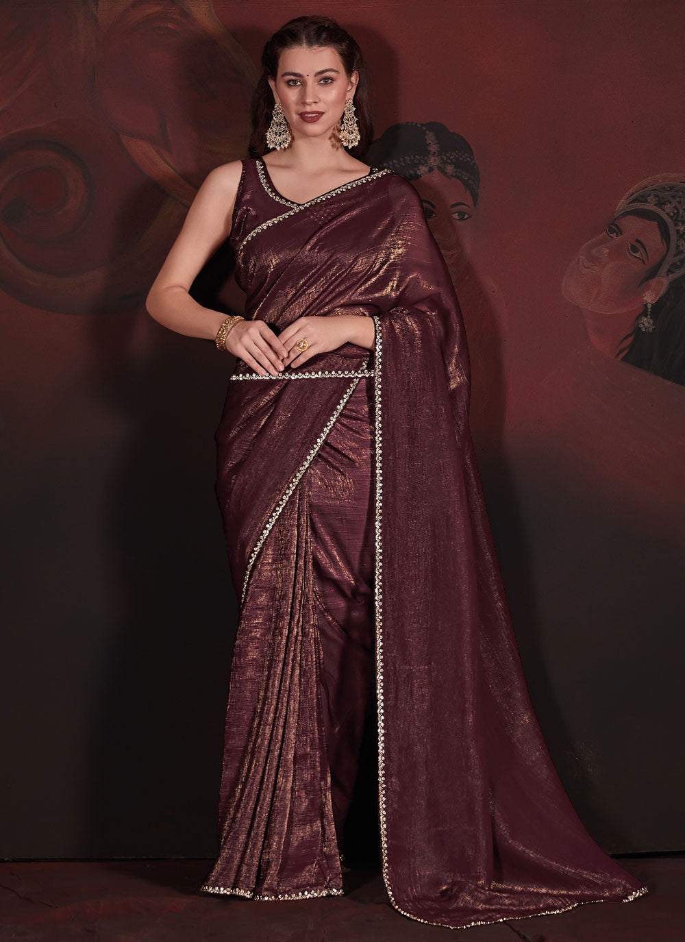 Trendy Zircon Chiffon Saree - S5644