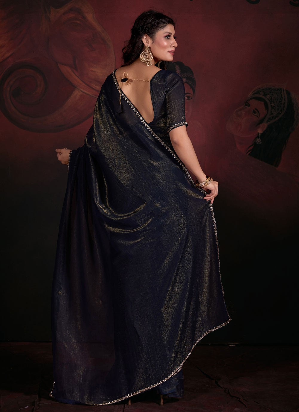 Trendy Zircon Chiffon Saree - S5644