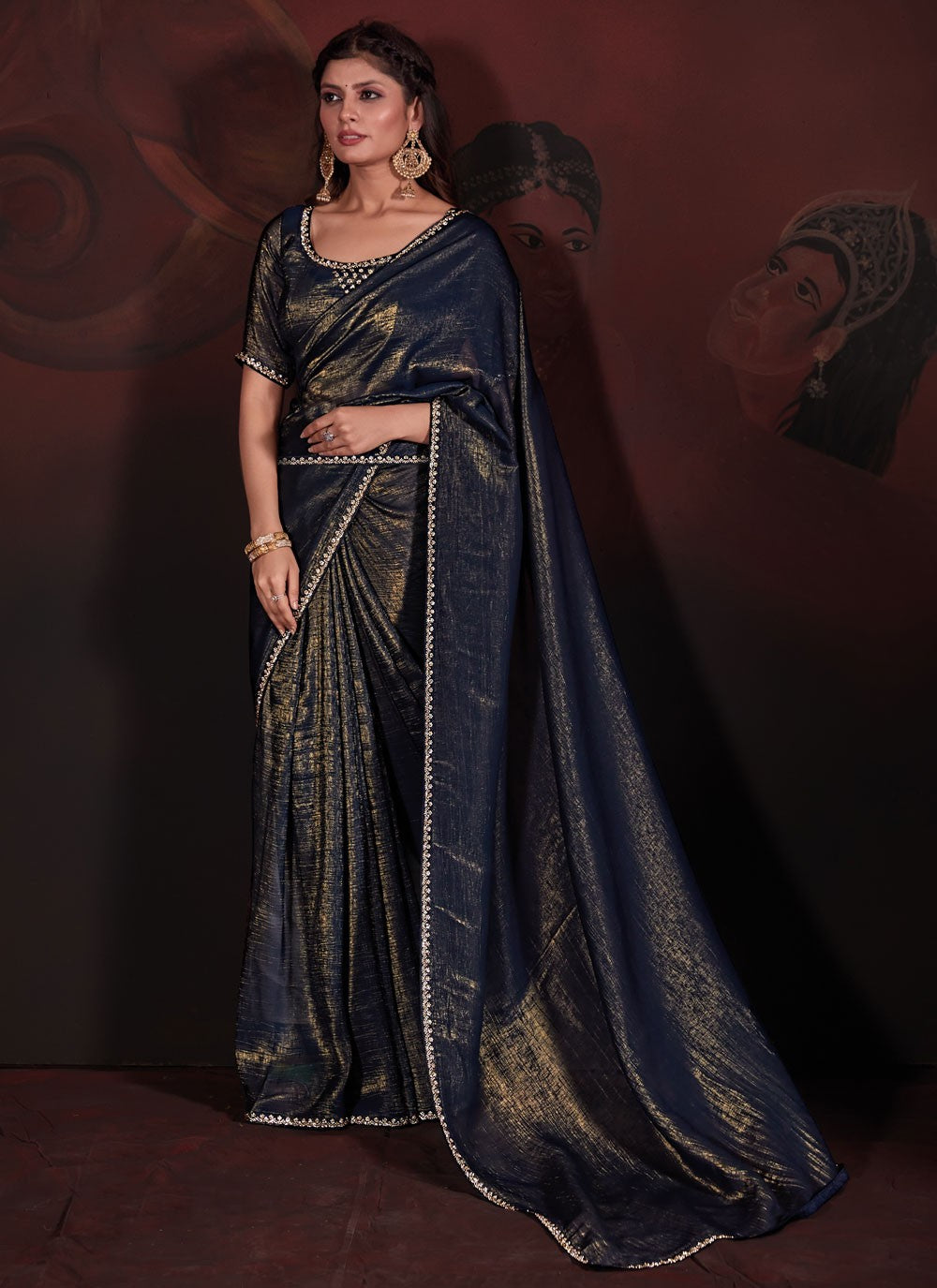 Trendy Zircon Chiffon Saree - S5644