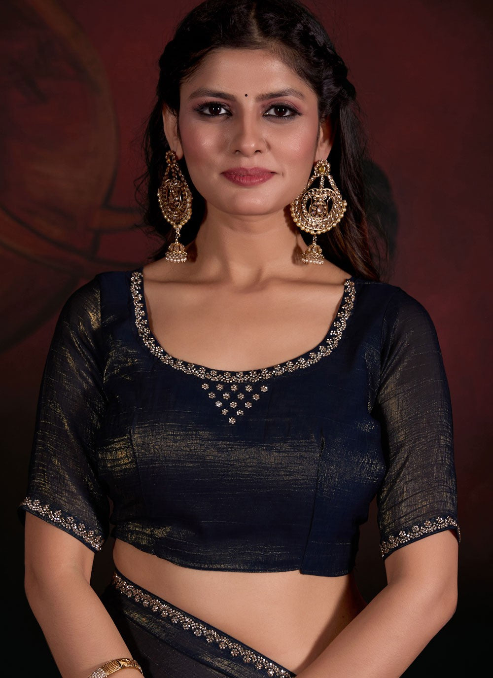 Trendy Zircon Chiffon Saree - S5644