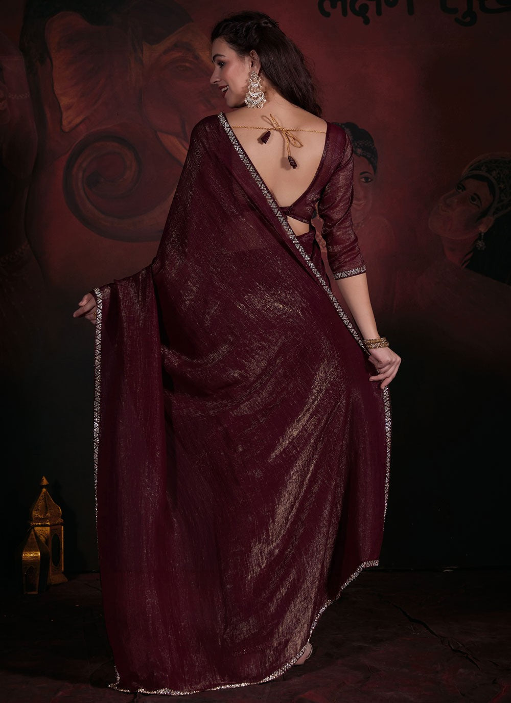 Trendy Zircon Chiffon Saree - S5677