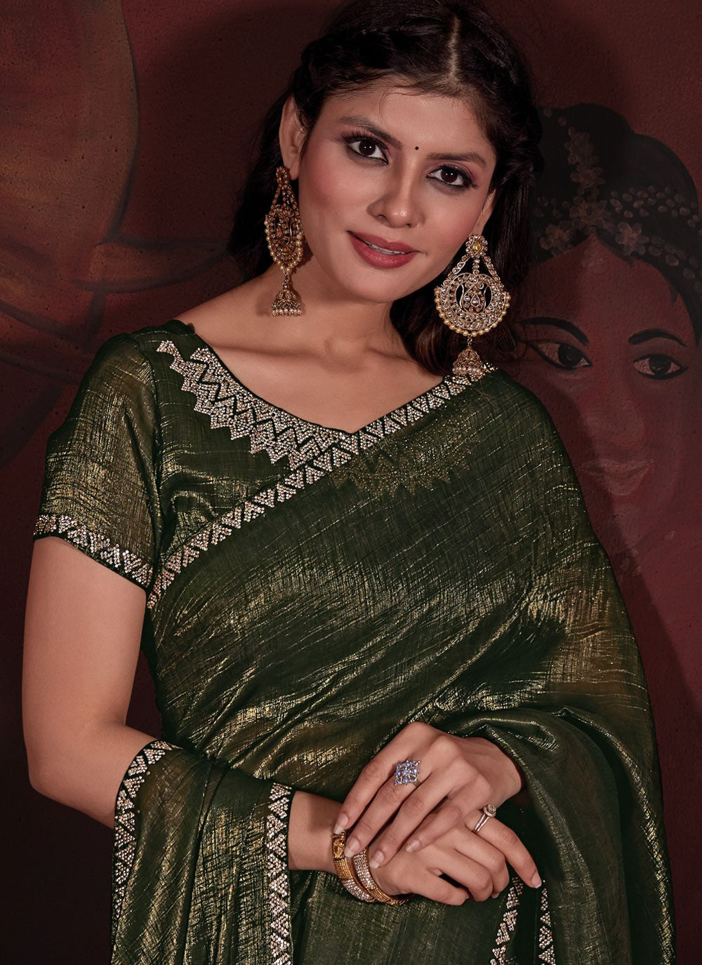 Trendy Zircon Chiffon Saree - S5677