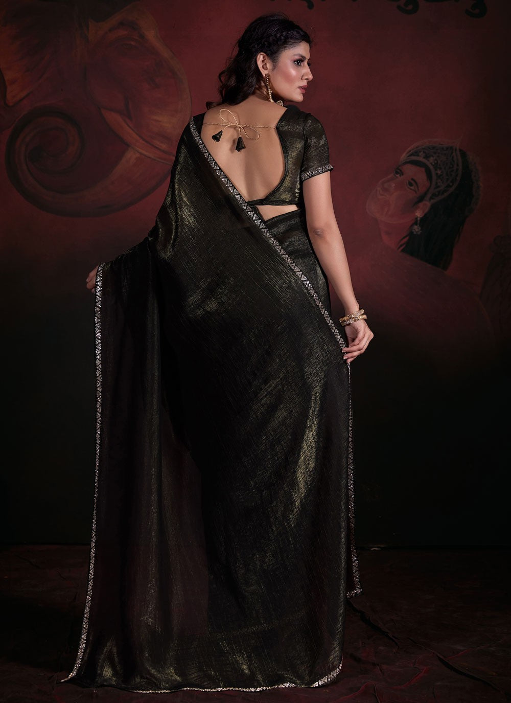 Trendy Zircon Chiffon Saree - S5677