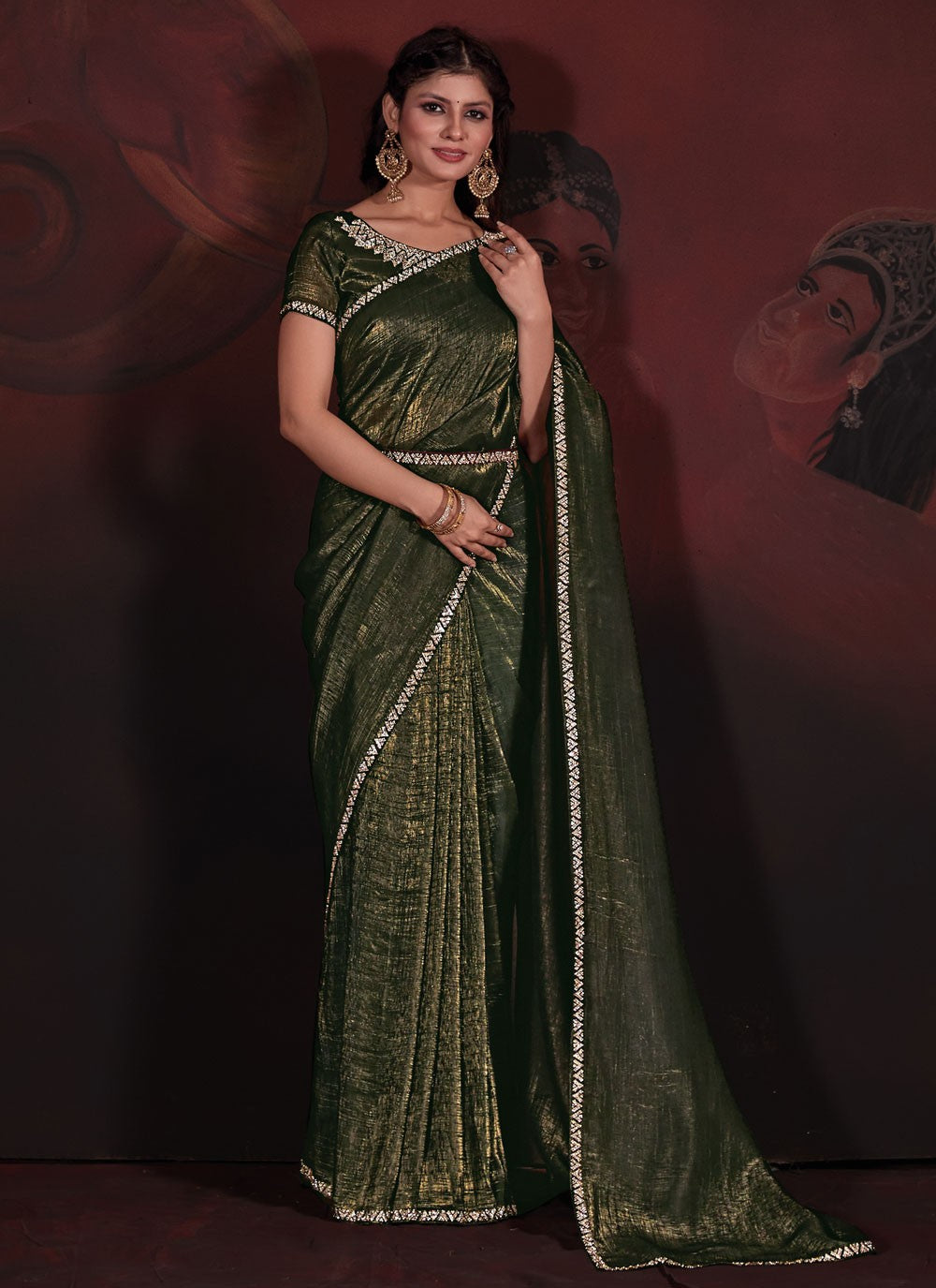 Trendy Zircon Chiffon Saree - S5677
